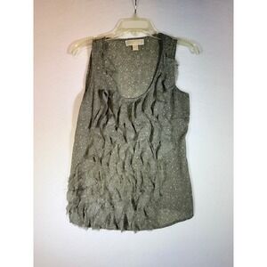 MICHAEL Michael Kors Tank Top Sleeveless Green Ruffle Trim Blouse